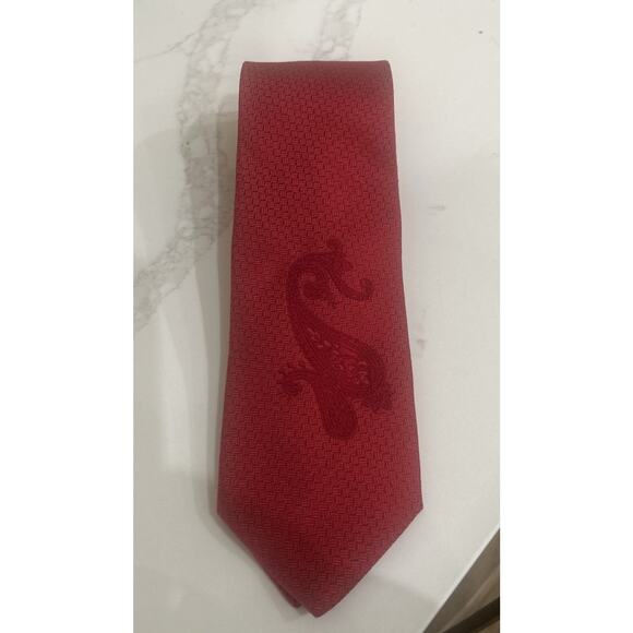 Robert Graham Men’s Red Silk Tie 3.5” Paisley Embroidered Print Pattern USA - Picture 8 of 8